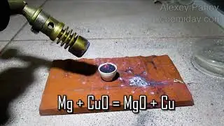 Reaction of magnesium with copper oxide | Mg + CuO = MgO + Cu