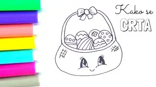 Kako se crta korpa sa uskršnjim jajima | How to Draw a Basket with Easter Eggs
