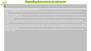 How to : Upgrading from access to sql server