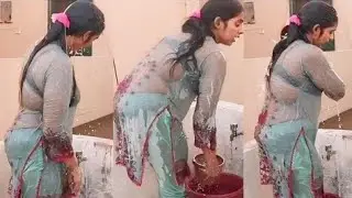 Desi Girl Bathing In Terrace | Terrace Bathing Vlog | Pakistani Hot Girl New Vlog 2024 | 