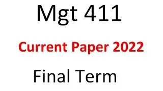 Mgt411 Finalterm Current Paper Spring 2022 / Mgt411 Current paper 2022