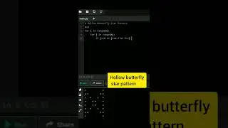 Hollow butterfly star pattern |Pattern printing in python #starpattern #viral