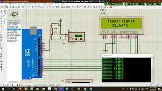 Aduino with DS18B20 and LCD 16x2 on Proteus (การออกแบบวงจรเซ็นเซอร์อุณหภูมิดิจิตอล) 2020