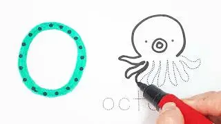 Learn Alphabet M,N,O Words "Moon, Necklace, Octopus" with Drawing and Coloring