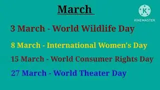 Important  International Days/National And International Days Month wise@hellokids7175/Gk Questions