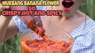 Yummy Eating Fresh Banana Flower Salad With Salt and Chili Sauce