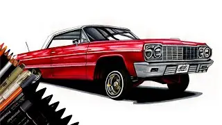 Realistic Car Drawing - 1964 Chevrolet Impala lowrider - Time Lapse - Drawing Ideas