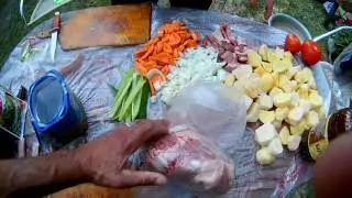 КАРТОШКА С МЯСОМ И ОВОЩАМИ В КАЗАНЕ НА КОСТРЕ