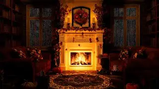 Cozy Autumn Fireplace & Rain on Window | Crackling Fire, Crinkles, Fall Rain