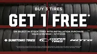 Buy 3 Tires Get 1 Free - Ends March 17, 2024 - Only At Big O Tires
