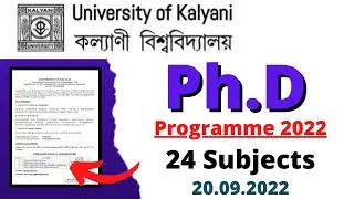 New Phd Admission 2022 | University of Kalyani | Phd Notification 