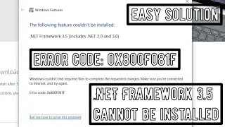 .NET Framework cannot be installed | Error: 0x800f081f | Quick and easy solution | Windows 10-11