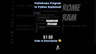 Palindrome program in python STRING | palindrome string in python #shorts #viral #coding #palindrome