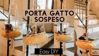 PORTA GATTO SOSPESO IN MACRAME' | macrame cat holder easy DIY