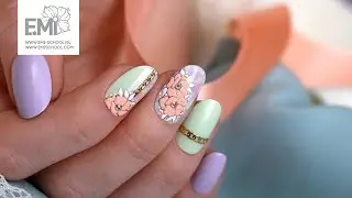 Master class on nail design featuring the Nailcrust sliders and dust semitransparent