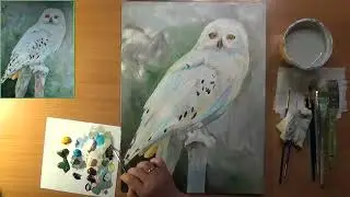 Как нарисовать сову. Полярная сова. Букля Гарри Поттера. Акрил