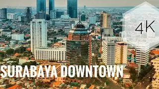 Surabaya city 2021, Downtown In The Evening || Kawasan Segitiga Emas [4K]