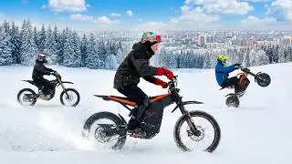 POWERFUL ELECTRIC MOTORCYCLES IN WINTER ENDURO, WHO'S COOLER? 