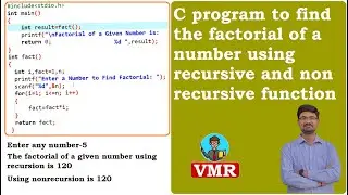 19.C program to find the factorial of a number using recursive and non recursive function | C LAB