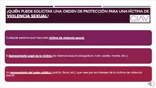 ¿Quién puede solicitar una Orden de Protección para una víctima de violencia sexual, bajo Ley 148?