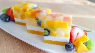 Agar Jelly Fruit Cake Recipe เค้กวุ้นผลไม้ - Hot Thai Kitchen!