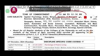 Date-Sheet for B.A. (Honours) Part-1,2 &3 (I, III & V Semester) Exams December/January-2024-2025