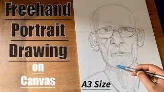Freehand Portrait Drawing on Canvas Board | Oil Painting Portrait | @Artist-Deepkaran