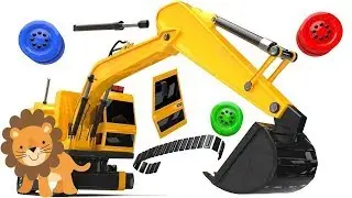 Learn Colors with Yellow Excavator Construction Vehicle Toys Assembly Car and Surprise Egg   ZORIP 1