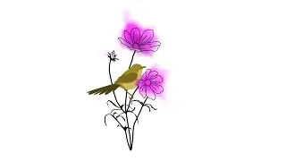 Watercolor Effect Pen and Ink with Bird using Inkscape