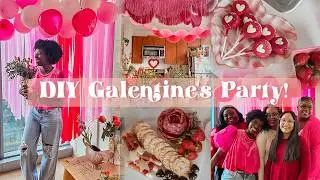 CUTEST DIY GALENTINE'S PARTY! Decorating Ideas, DIY Photo Backdrop & Flower Bar|Small Space Hosting