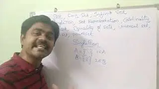 Introduction to Sets|Finite Set|Infinite set|Universal set|Power Set|Cardinaoity| Set Representation