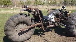 Пневмоход из мотоблока и пыльная поездка на коп металлолома