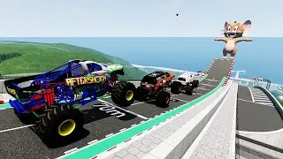 Jerry Vs Monster Truck Jumps Crashes BeamNG Drive