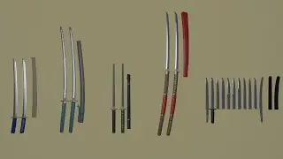 Low-Poly Japanese Swords Showcase
