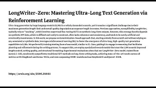 LongWriter-Zero: Mastering Ultra-Long Text Generation via Reinforcement Learning