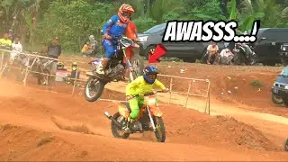 Duel Bebek Modif 4 Tak Joki Senior Harus Keluar Lintasan Grasstrack Lebih Awal