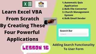 MS Excel VBA Tutorials For Beginners Lesson 16 - Adding Search Button | Excel User Form