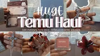  HUGE Temu Haul || Makeup ||Cute Jewelry and Nails || Aesthetic stationary cheap price 