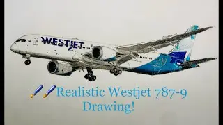 🇨🇦 🍁 Drawing Westjet Boeing 787-9 Dreamliner! The spirit of Canada 🍁 🇨🇦 Drawing an airplane