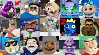 SPEED Run in 50 Scary Obby from Grimace, Skibidi Toilet, Barry Prison, Rainbow Friends, Police Girl