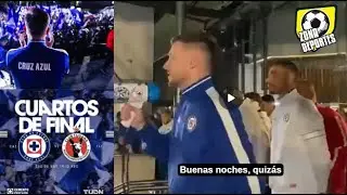 Aficionados de Cruz Azul llevan serenata al equipo y el DT Anselmi agradece el apoyo !!