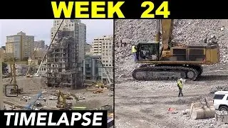 Demolition timelapse: Week 24: Multiple demolition excavators whittling away at the last building