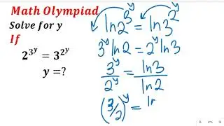 A Beautiful Olympiad Math | 2^3^y=3^2y | Solve for y