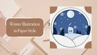 WINTER ILLUSTRATION IN PAPER STYLE