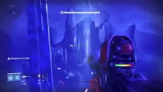 Destiny, crossing  Crota's end bridge from above the tower