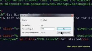 ++Select range of lines in notepad