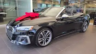 2022 Audi S5 Cabriolet Mythos black - roof quickly coming down and walkaround