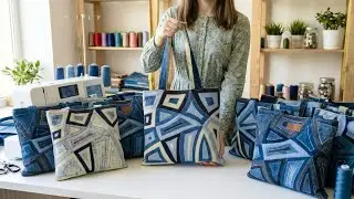 A FANTASTIC BAG MADE of OLD JEANS! STYLISH THING AT ZERO COST!