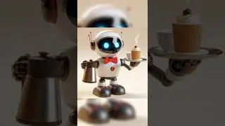 Friendly, robot, serving coffee, 3D render#ai #aiart #midjourney
