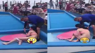 Woman Hilariously Loses Her Bikini While Trying A Surfing Simulator